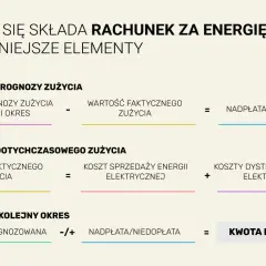 Rozliczenie rachunku za energię: prognoza vs. faktyczne zużycie, koszty sprzedaży i dystrybucji. Zamrożenie cen prądu wpływa na kwotę do zapłaty.