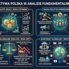 Analiza fundamentalna PLN: czynniki krajowe (stopy, inflacja, PKB, handel) i globalne (RPP, nastroje, geopolityka, surowce). Dążenie do parytetu.