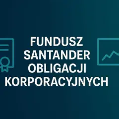 Fundusz Santander Obligacji Korporacyjnych – inwestycja w stabilny rozwój. Ikony dyplomu i wykresu wzrostu.