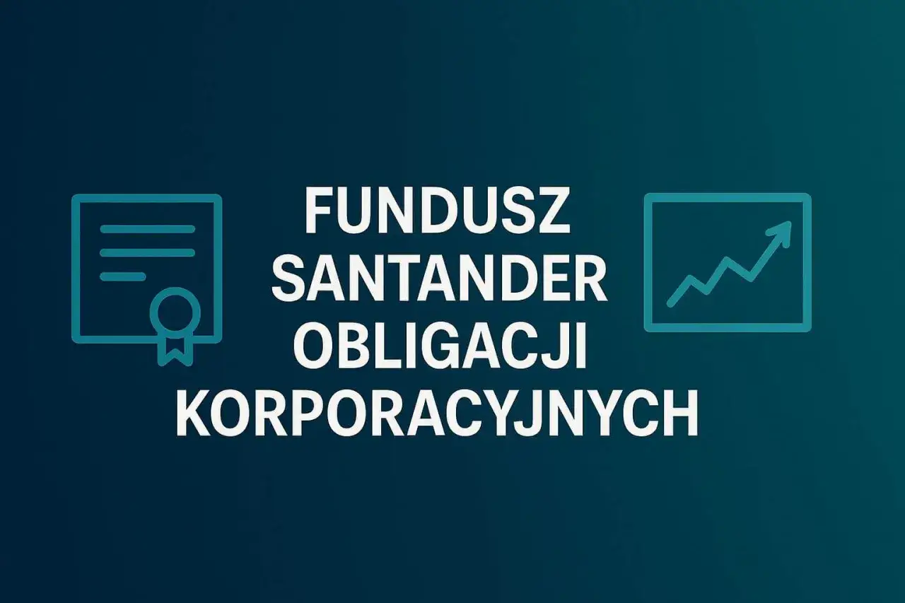 Fundusz Santander Obligacji Korporacyjnych. Symbol dyplomu i wykres wzrostu.