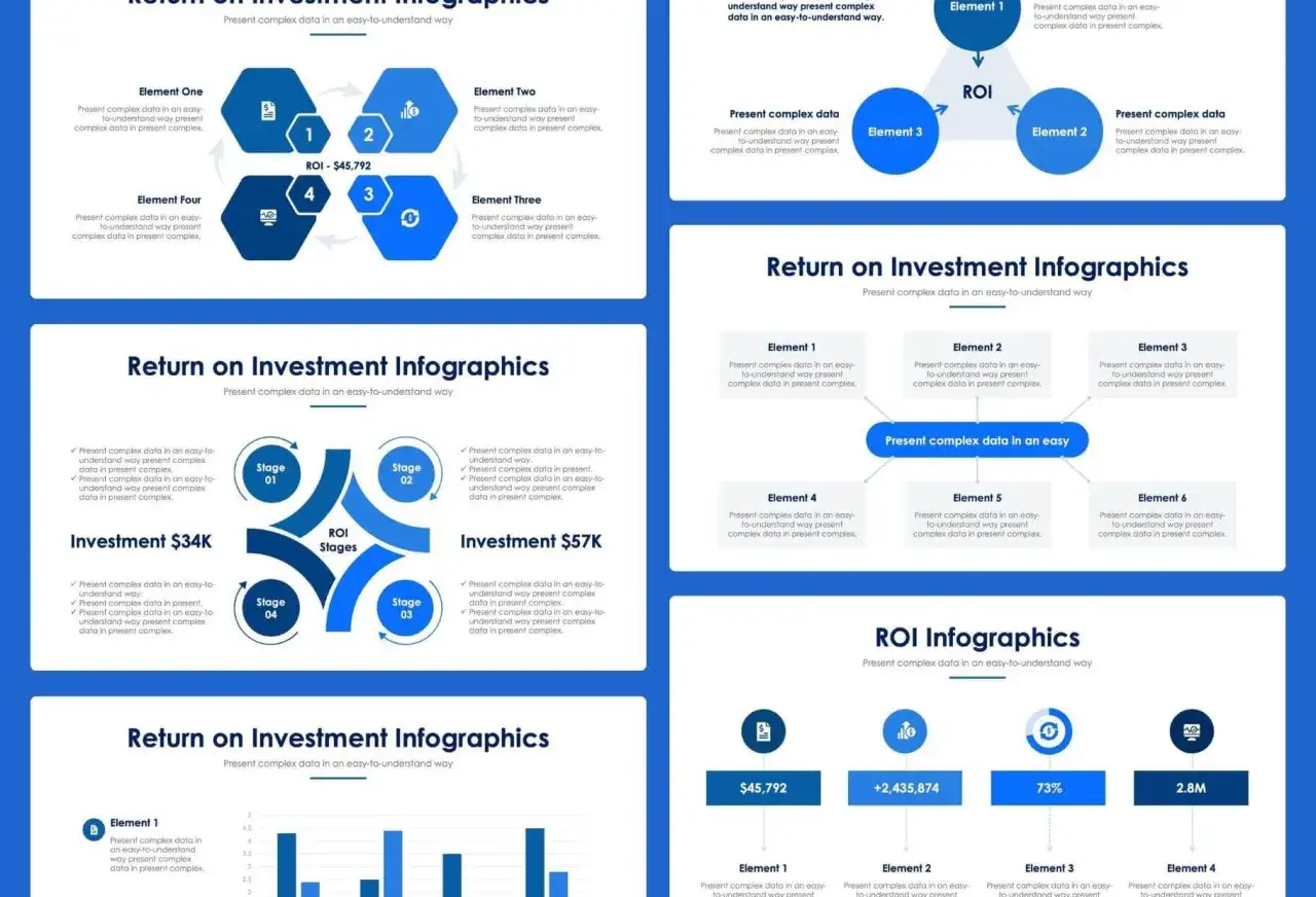 Infografiki pokazują, roi co to jest: zwrot z inwestycji, jego etapy i dane.
